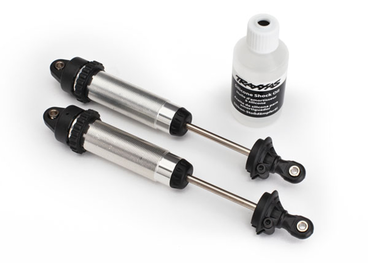 Traxxas 8450 134mm Aluminum Threaded GTR Front Shocks Assembled w/o Springs (Silver) (2)