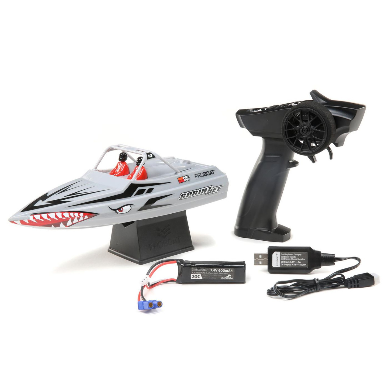 Pro Boat Sprintjet 9 Inch Self-Righting RTR Electric Jet Boat w/2.4GHz Radio, Battery and Charger (Silver)