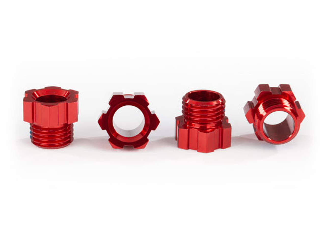 Traxxas 8886R Stub Axle Nut Red Anodized Aluminum(4)