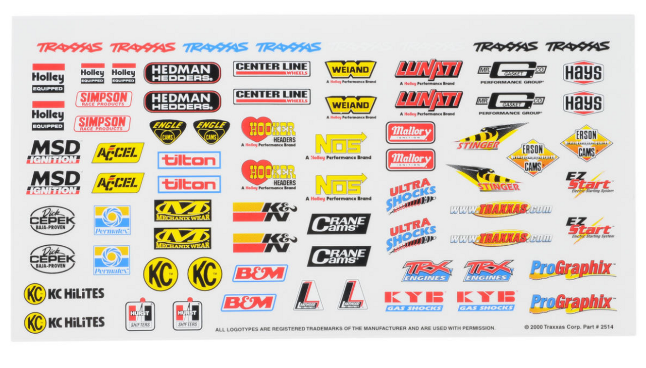 Traxxas 2514 Racing Sponsors Decal Sheet