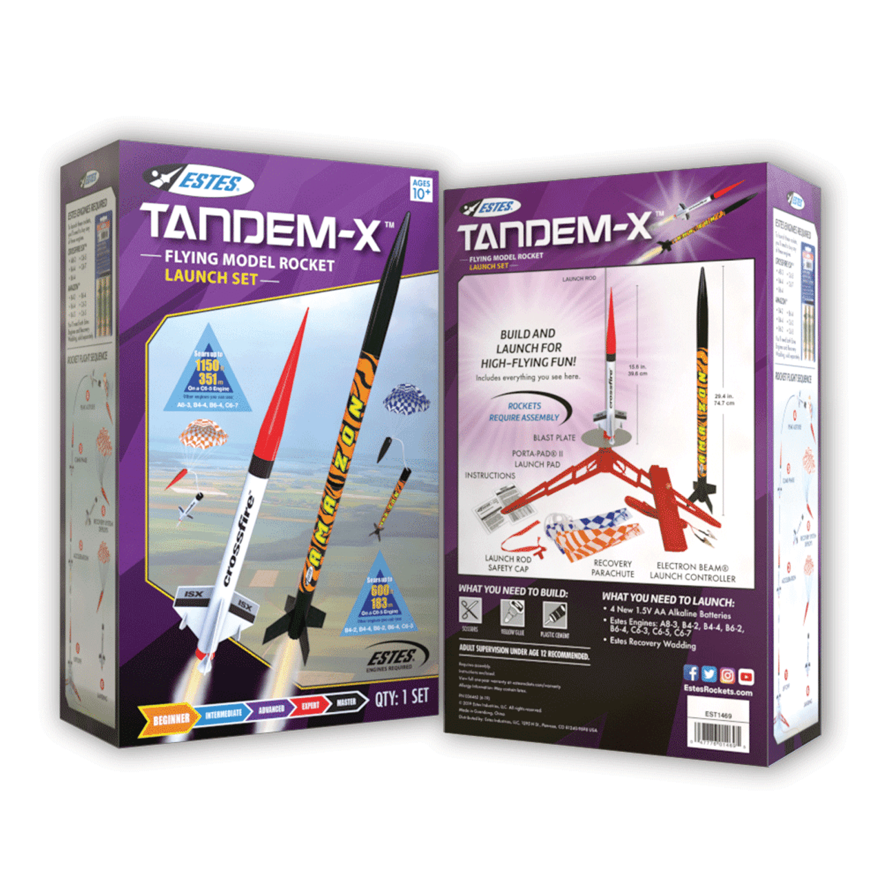 Estes Tandem-X Rocket Launch Set, Amazon (E2X) & Crossfire ISX (Skill Level  1) - Small Addictions RC