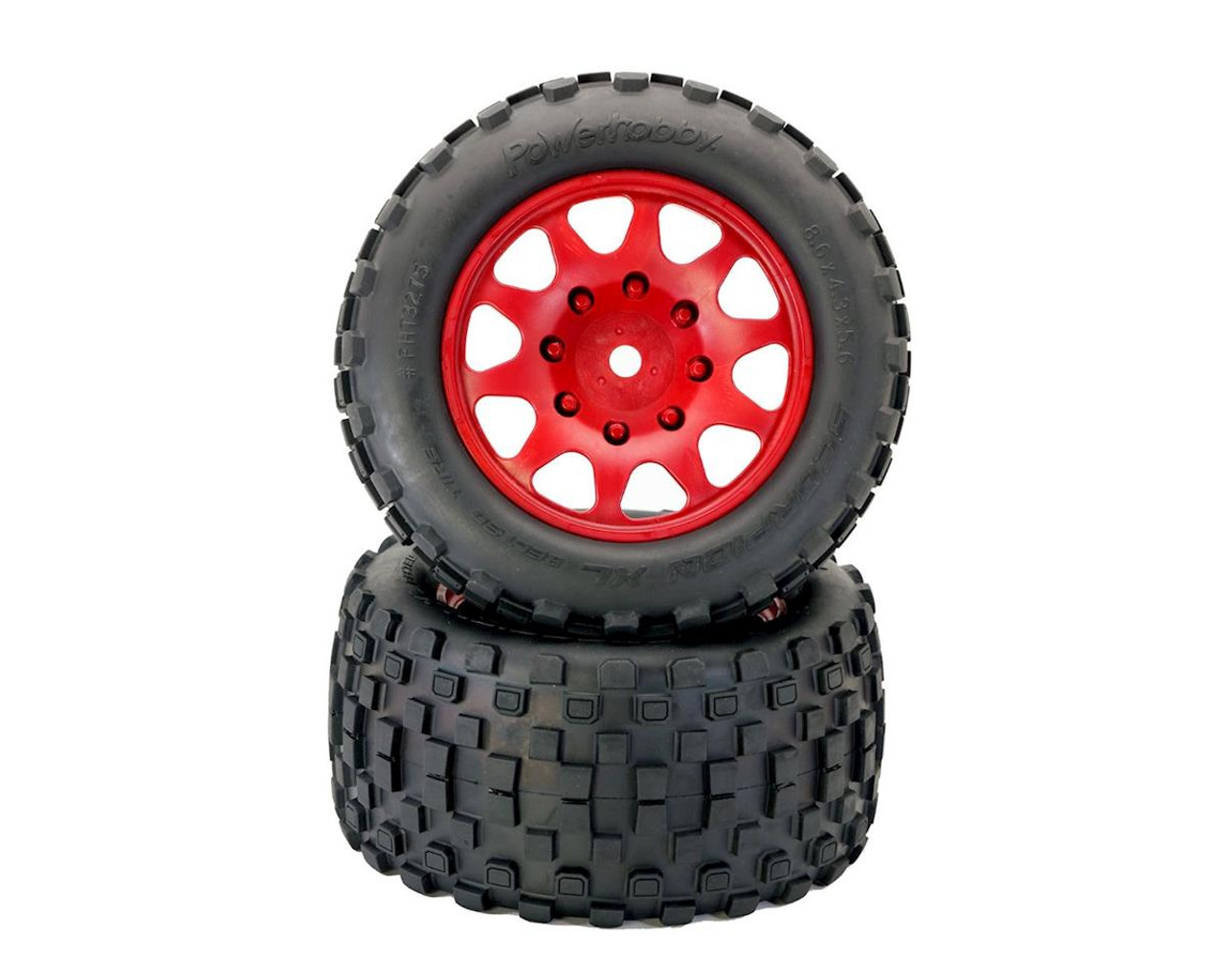 Powerhobby SCORPION XL Belted Tires / Viper Wheels (2) Traxxas X-Maxx 8S-Red