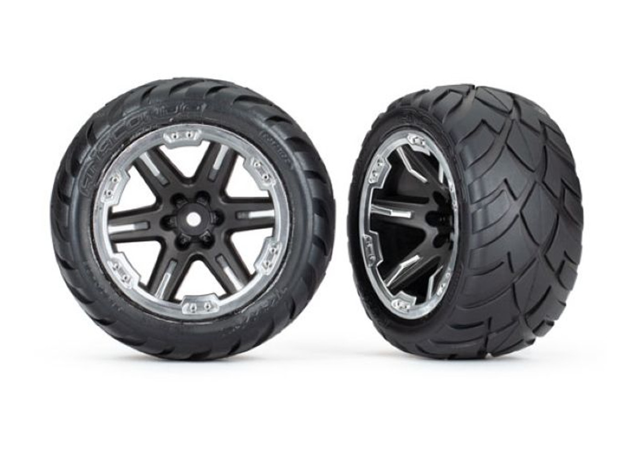 TraxxasX 6775X Anaconda 2.8" Pre-Mounted Tires w/ Black/Chrome RTX Wheels (2wd Front, 4x4 F&R) (2)