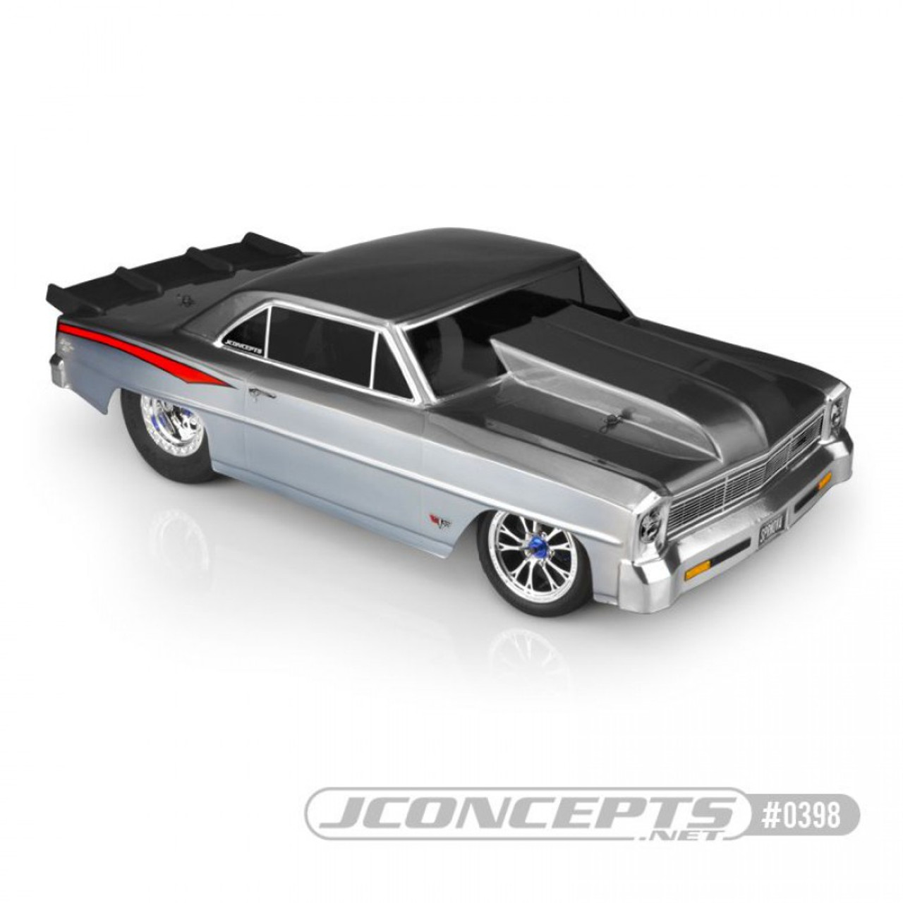 JConcepts 0398 1966 Chevy II Nova V2 Street Eliminator Drag Racing Body (Clear)