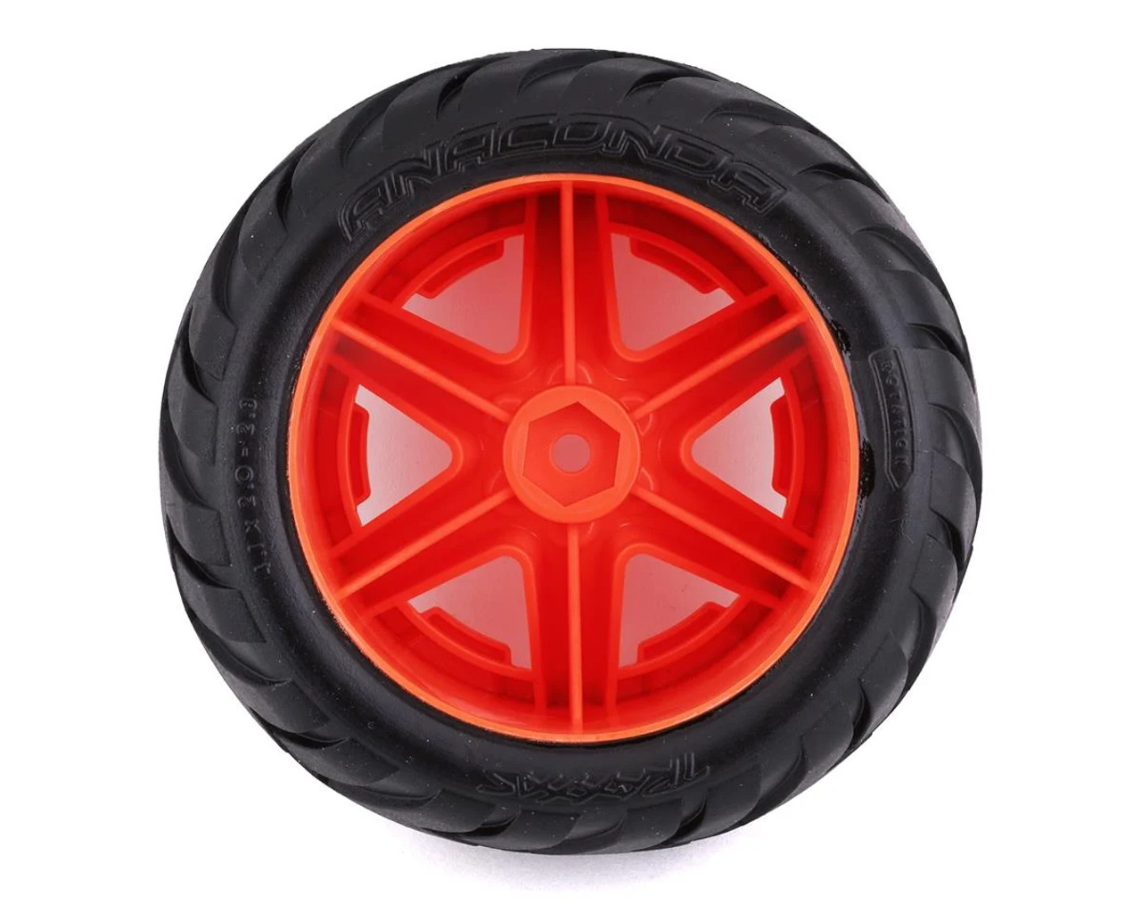 Traxxas 6775A Anaconda 2.8" Pre-Mounted Tires w/ Orange RTX Wheels (2wd Front, 4x4 F&R) (2)