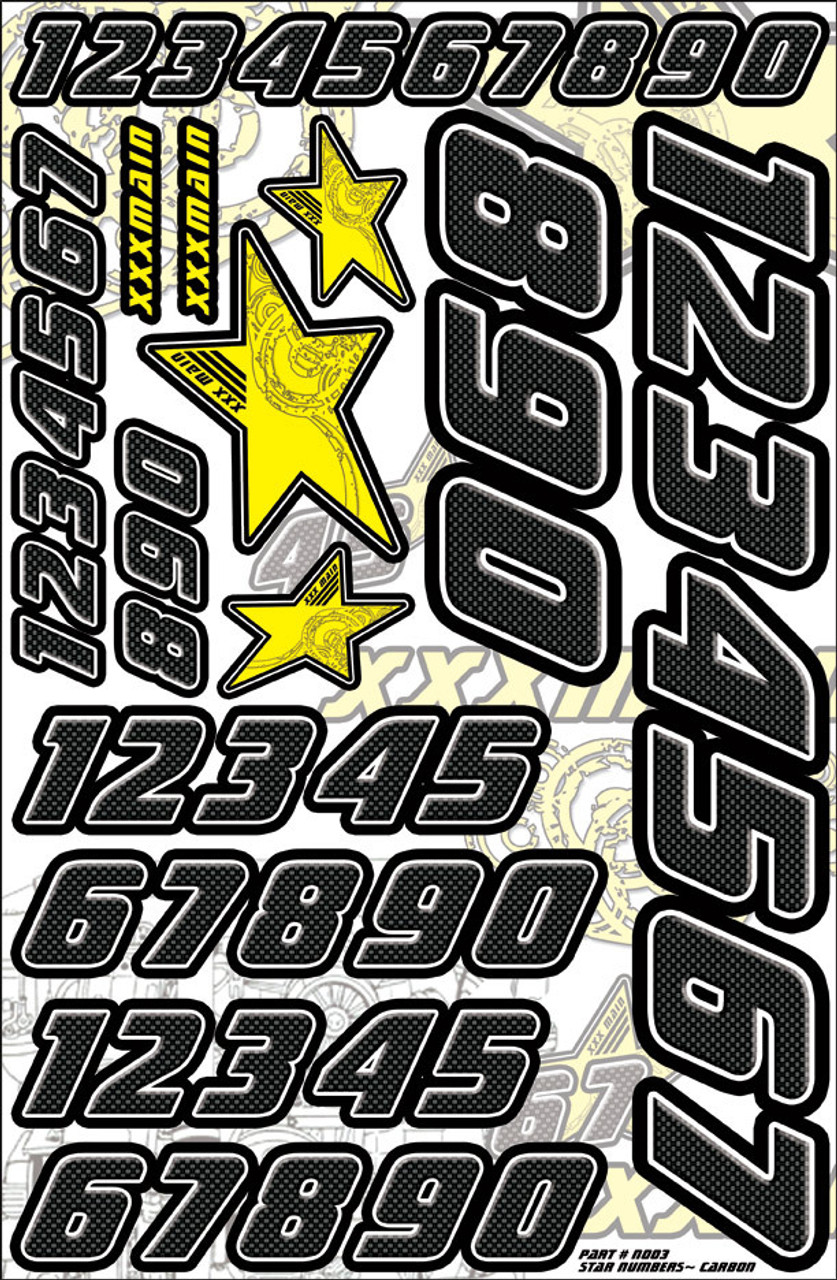 XXX Main Racing N003 Decals Carbon Star Number