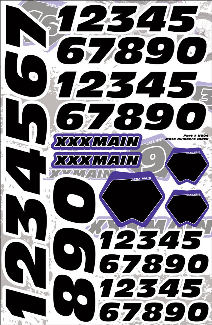 XXX Main Racing N004 Decals Moto Number Black