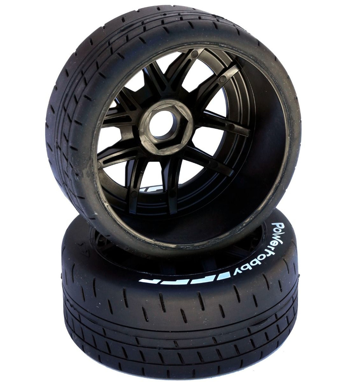 Power Hobby 1/8 GT Beast Belted Medium Compound Tires 17mm Hex (Black)