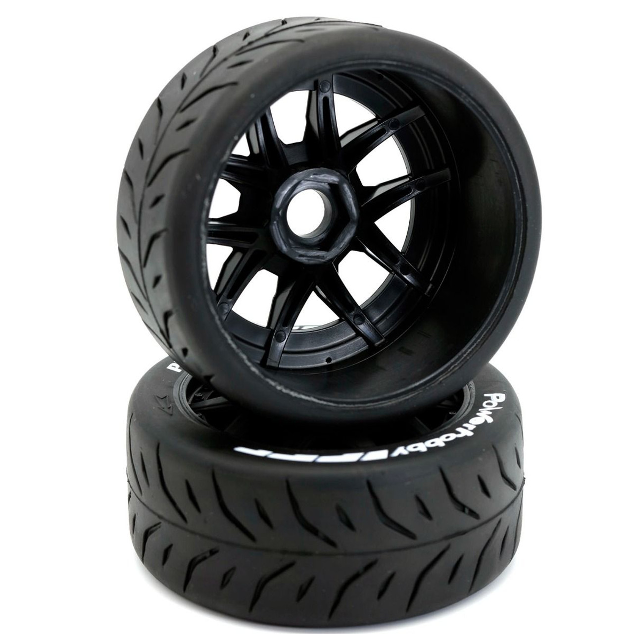 Power Hobby 1/8 GT Phantom Belted Soft Compound Tires 17mm Hex (Black)