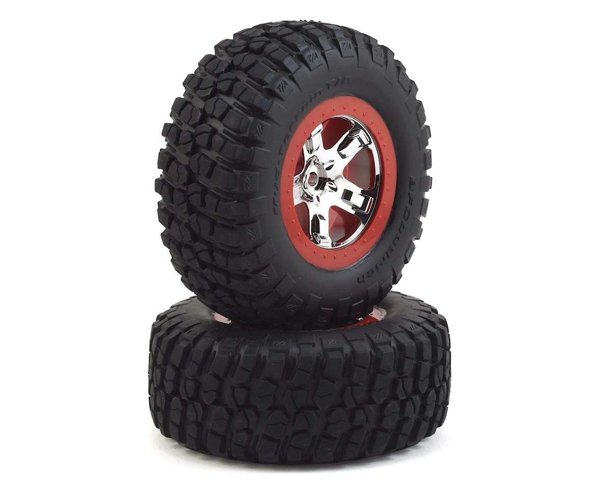 Traxxas 5867 Pre-Mounted BFGoodrich KM2 SCT Tires Chrome/Red (2wd Rear) (2)