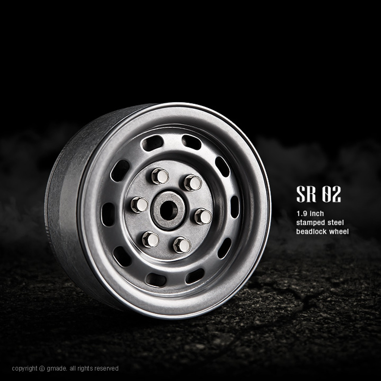 Gmade 1.9 SR02 Beadlock Wheels GMA70172 (Semigloss Silver) (2)