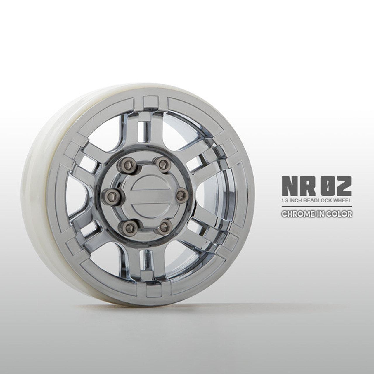 Gmade NR02 1.9" Beadlock Wheels GMA70265 Chrome (2)