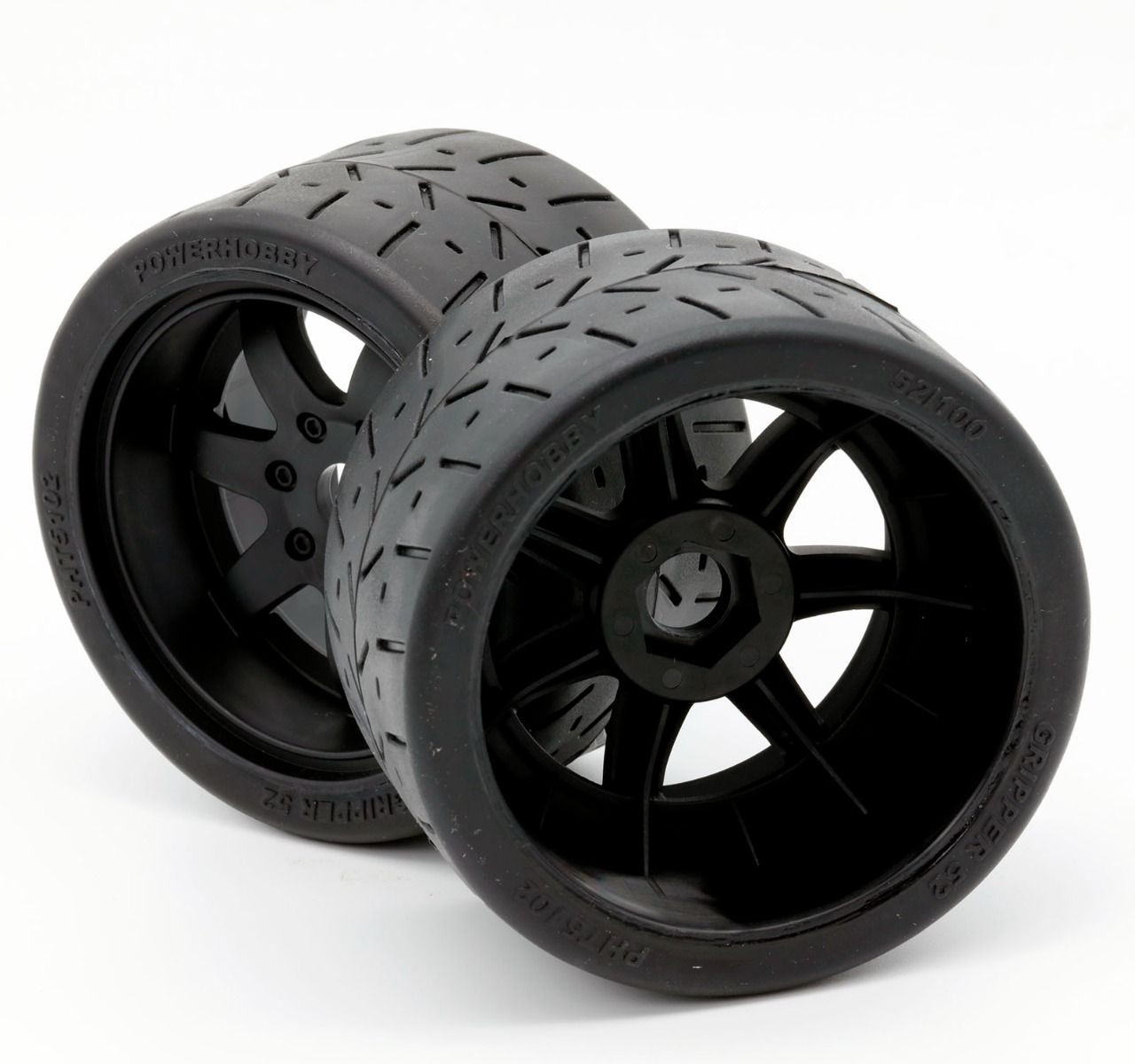 Power Hobby 1/8 Gripper 54/100 Belted Mounted Tires 17mm Black