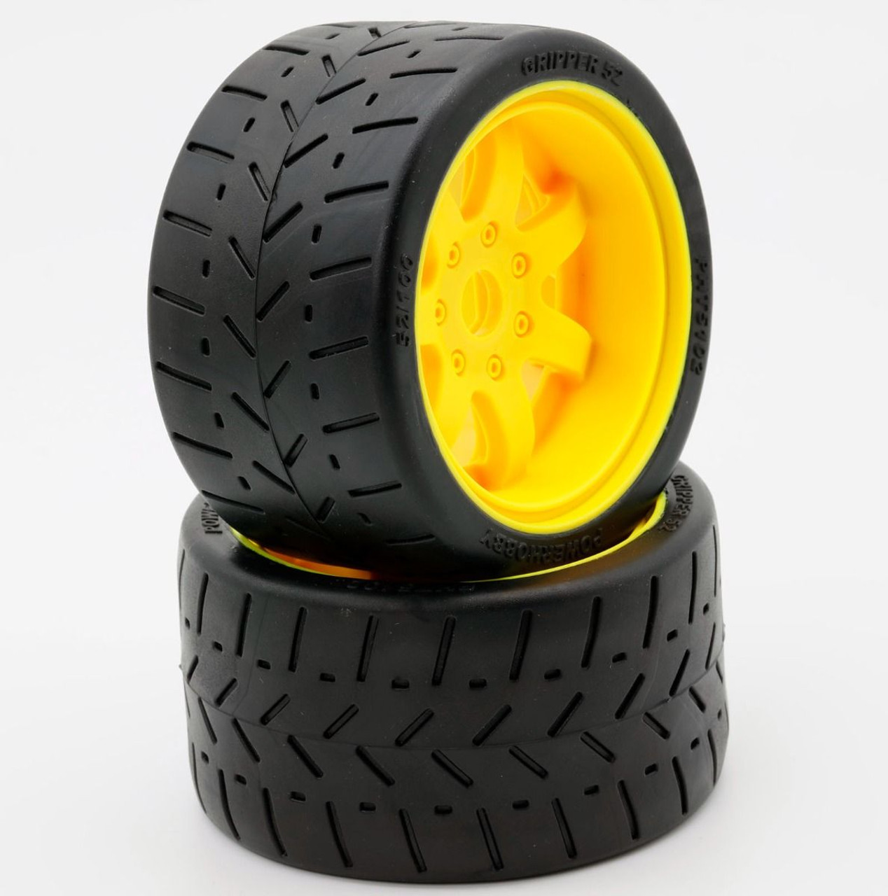 Power Hobby 1/8 Gripper 54/100 Belted Mounted Tires 17mm Yellow