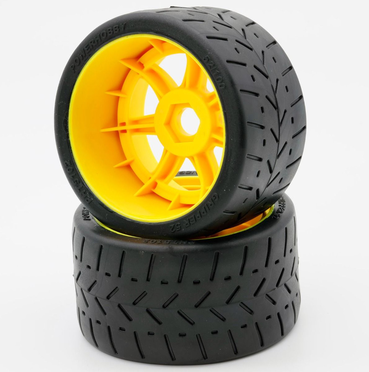 Power Hobby 1/8 Gripper 54/100 Belted Mounted Tires 17mm Yellow