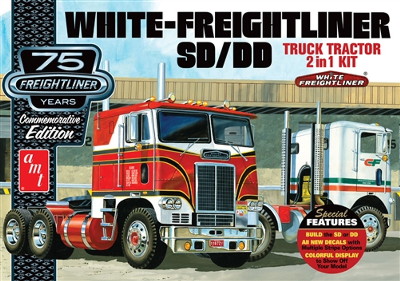 AMT 1/25 White Freightliner 2-in-1 Cabover Semi Tractor Model Kit