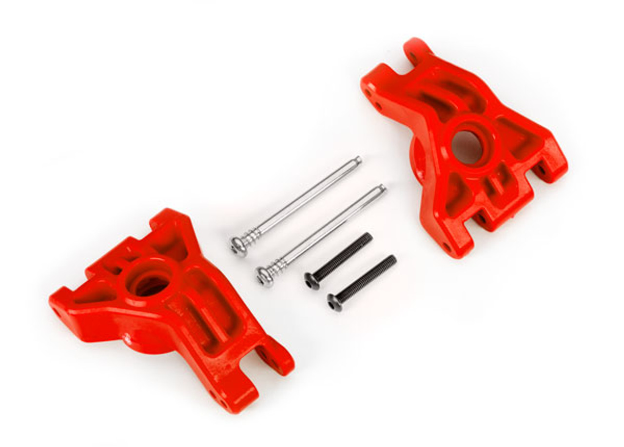 Traxxas 9050R Extreme Heavy Duty Rear Stub Axle Carriers, Red (for use with #9080 upgrade kit)