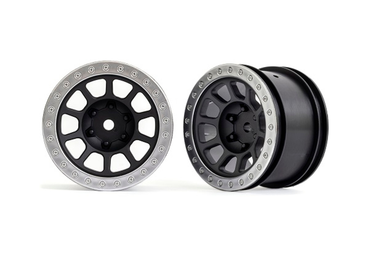 Traxxas 2480 Wheels, 2.2" (graphite gray, satin chrome beadlock) (2) (Bandit rear)