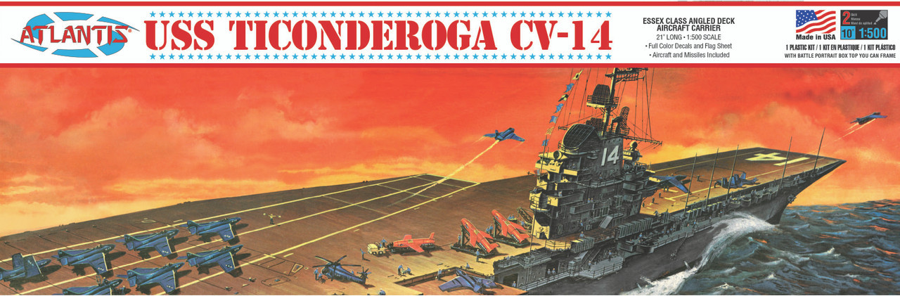 Atlantis 1/500 USS Ticonderoga Carrier CV14 Essex Class Plastic Model Kit, Skill Level 2