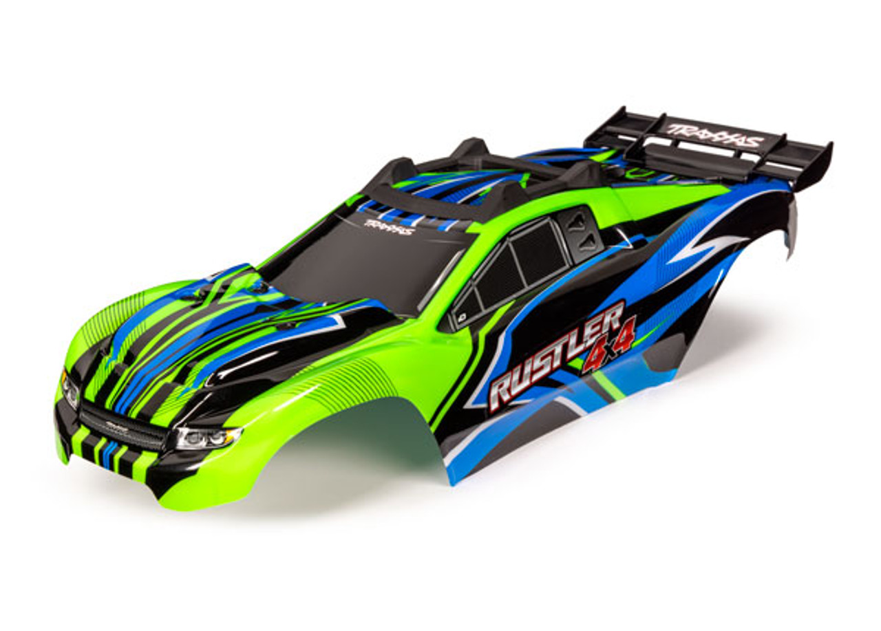 Traxxas 6734G Body, Rustler 4X4, Green & Blue