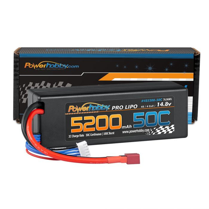 Power Hobby4S 14.8V 5200mAh 50C LiPo Battery Hard Case with T-Plug