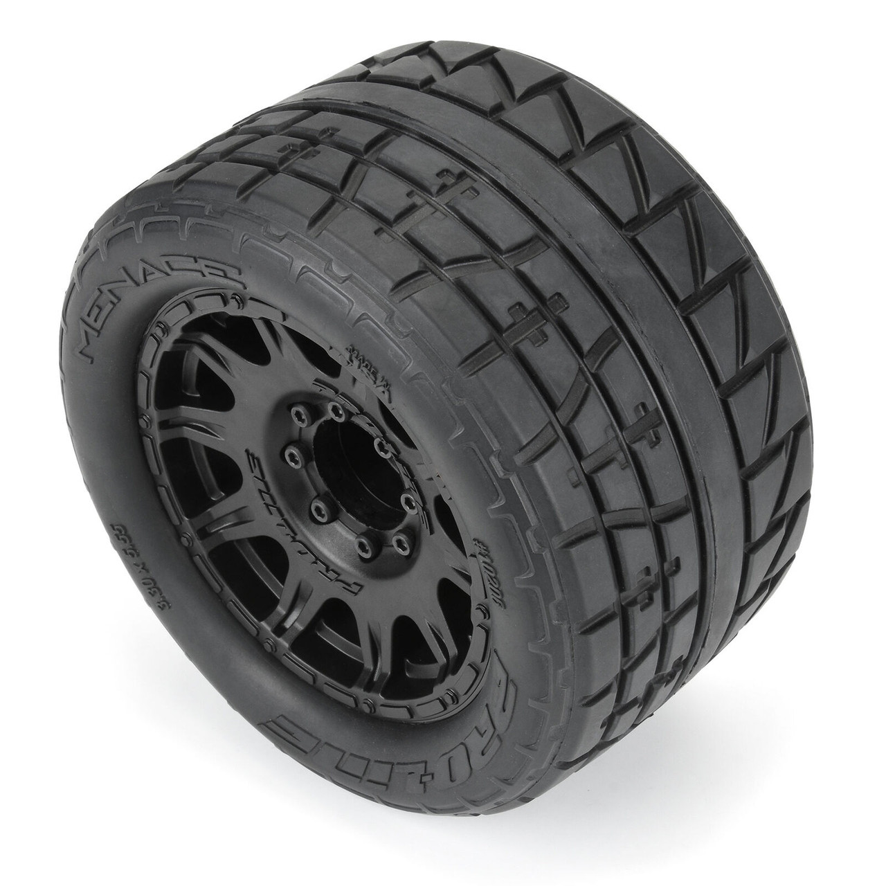 Proline 1020-610 1/8 Menace HP BELTED Fr/Rr 3.8" MT Tires Mounted 17mm Black Raid