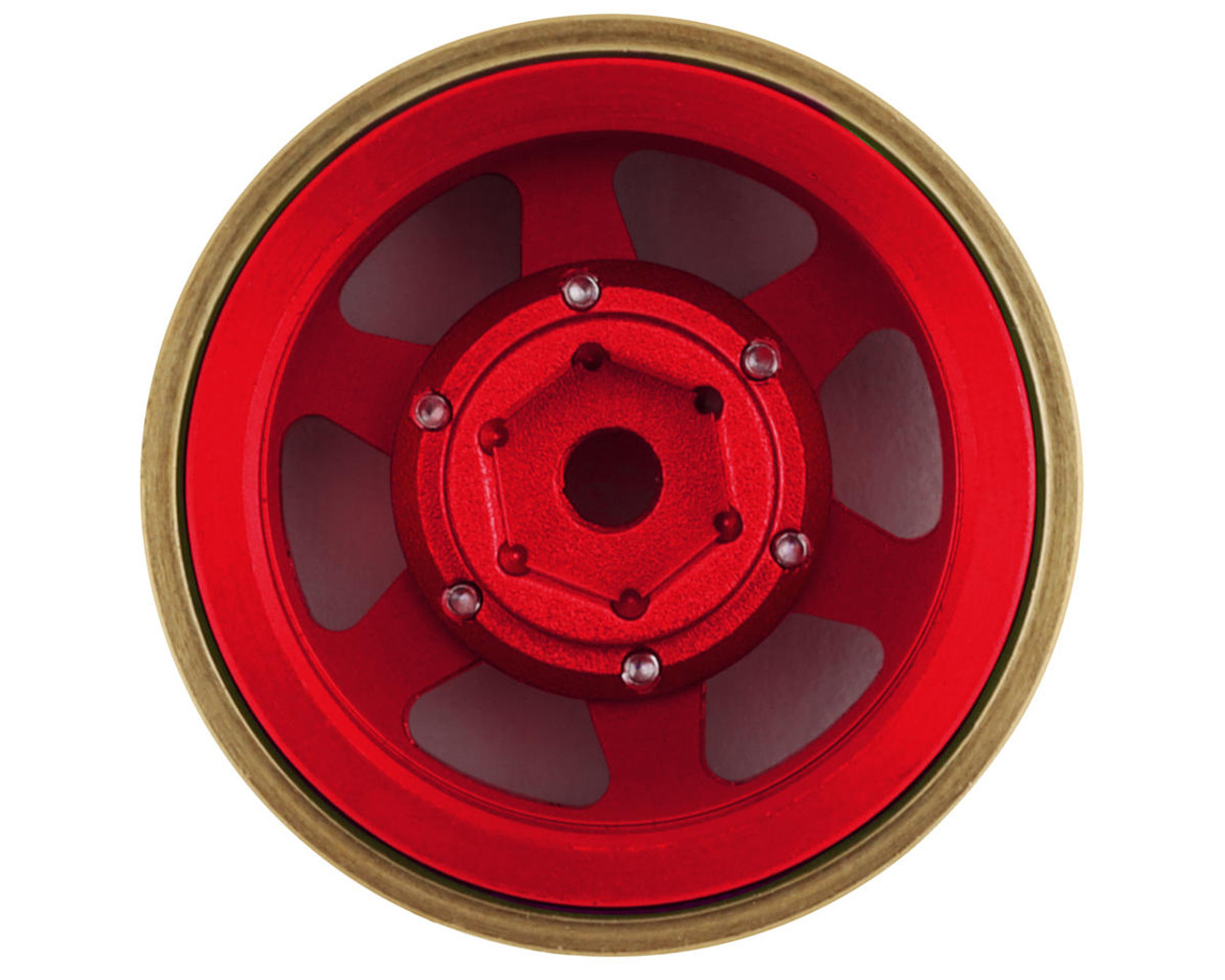 Samix SCX24 Aluminum & Brass Adjustable Offset 1.0" Beadlock Wheels (Red) (4)