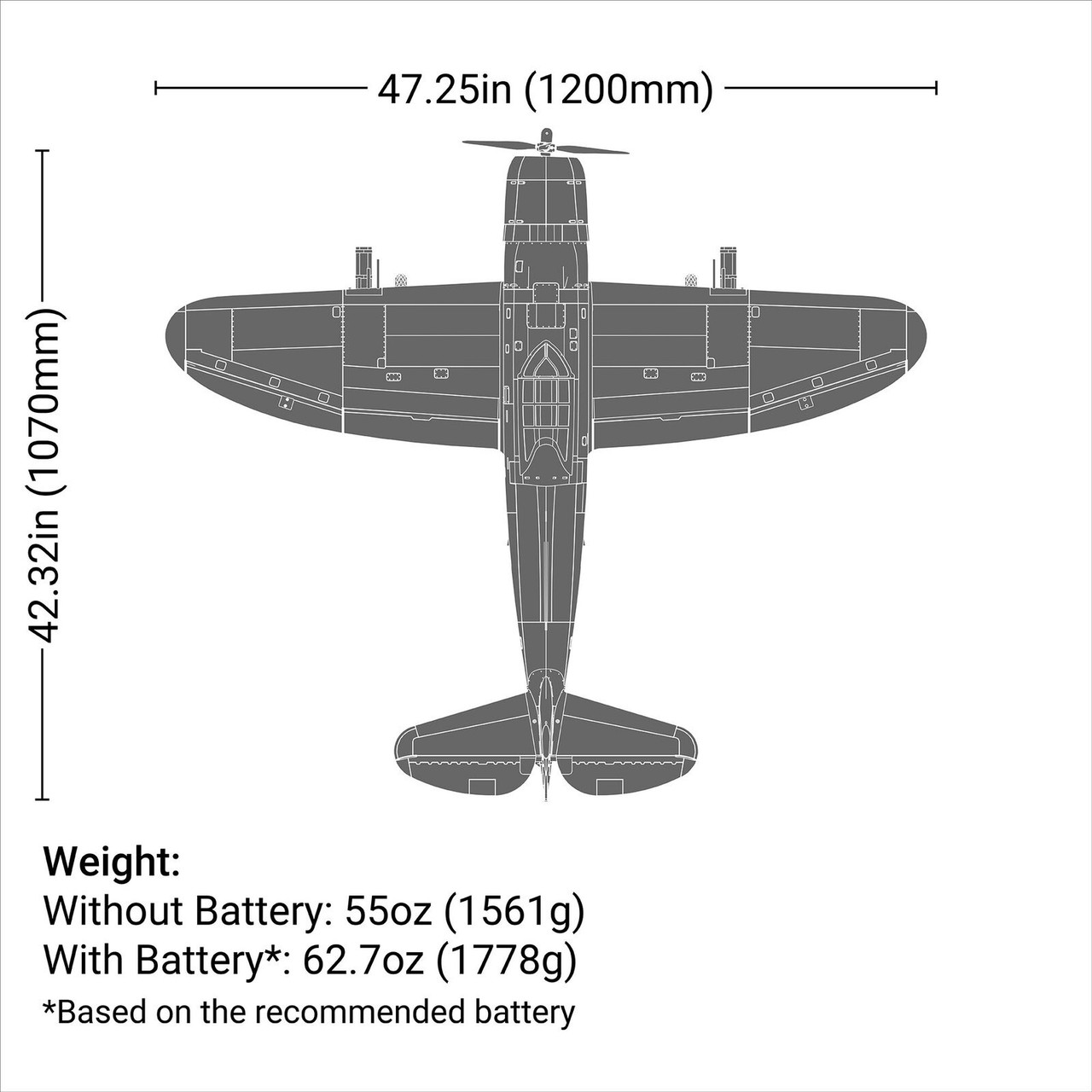 Eflite P-47 Razorback 1.2m BNF Basic 