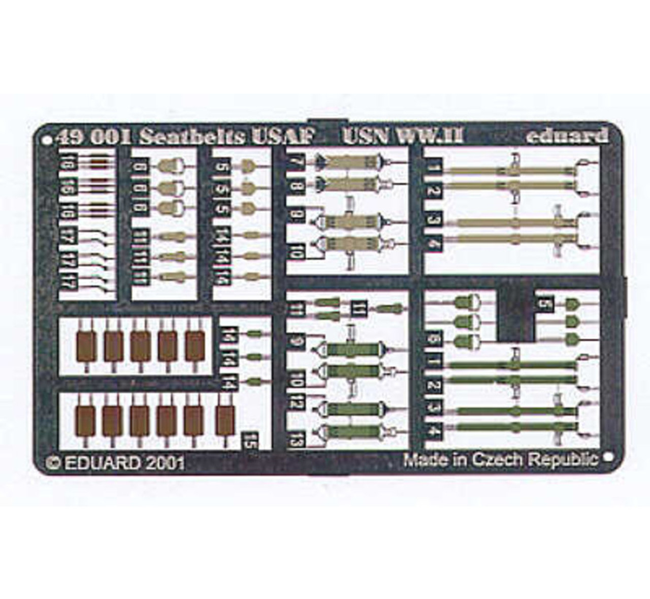 Eduard 49001 1/48 Aircraft- USAF & USN WWII Seatbelts (Painted)