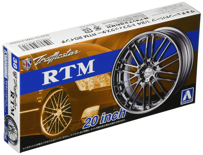 Aoshima 1/24 TRAFFICSTAR RTM 20inch Wheel and Tire Set - Small