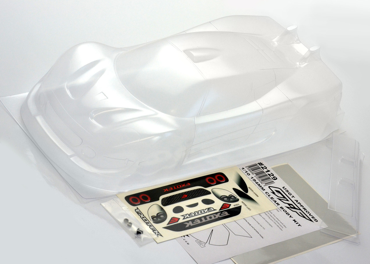 Exotek Racing 2129 1/10 USGT Race Body, Clear Lexan w/ Wing