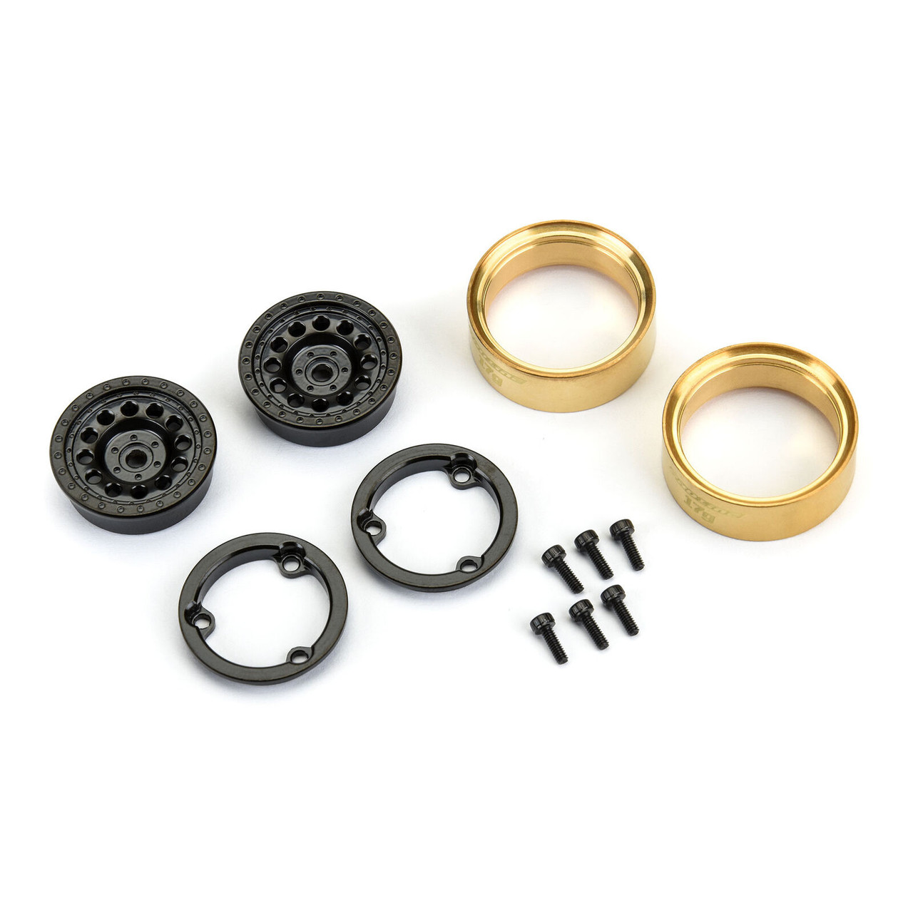 Proline 2812-00 1/24 Rock Shooter Brass F/R 1.0" 7mm Crawler Wheels Black