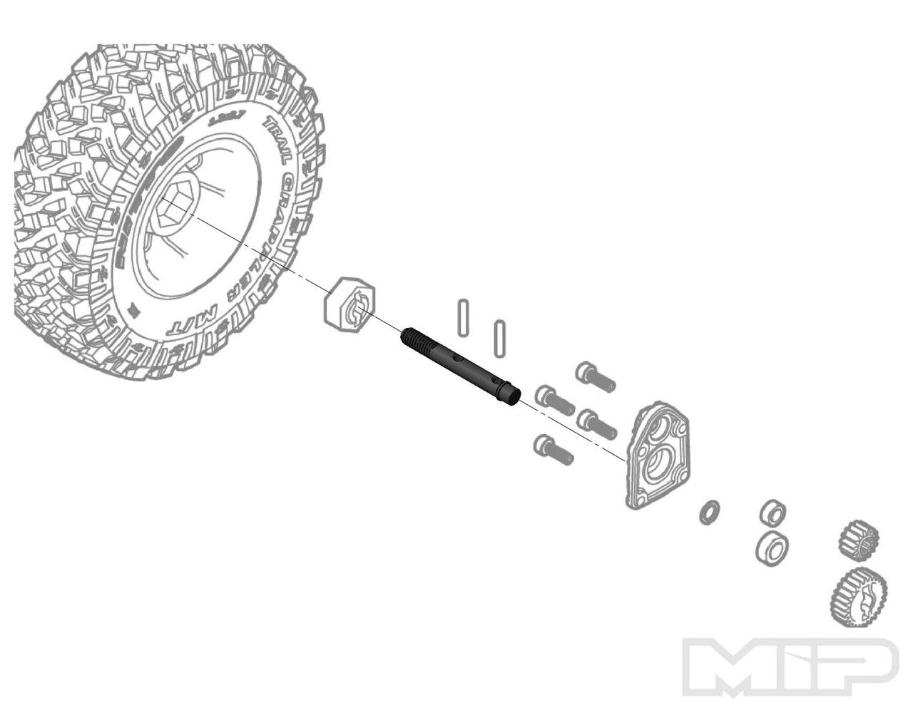 MIP 23120 - MIP 4mm HD Axle, Capra 1/18th 