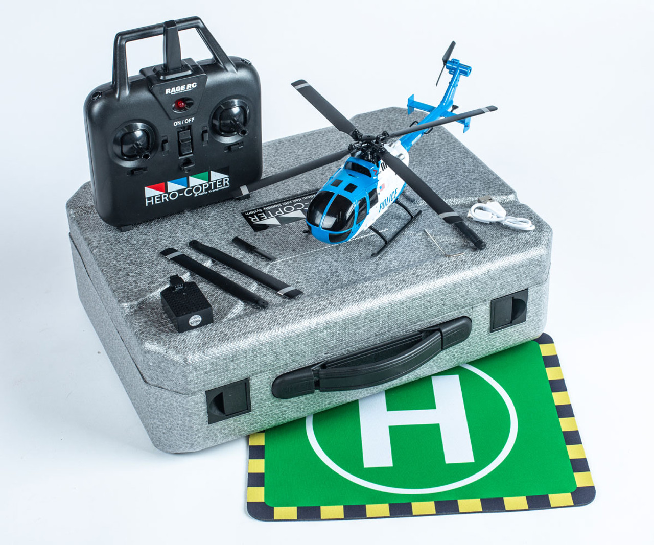 Rage RC Hero-Copter, 4-Blade RTF Helicopter; Police