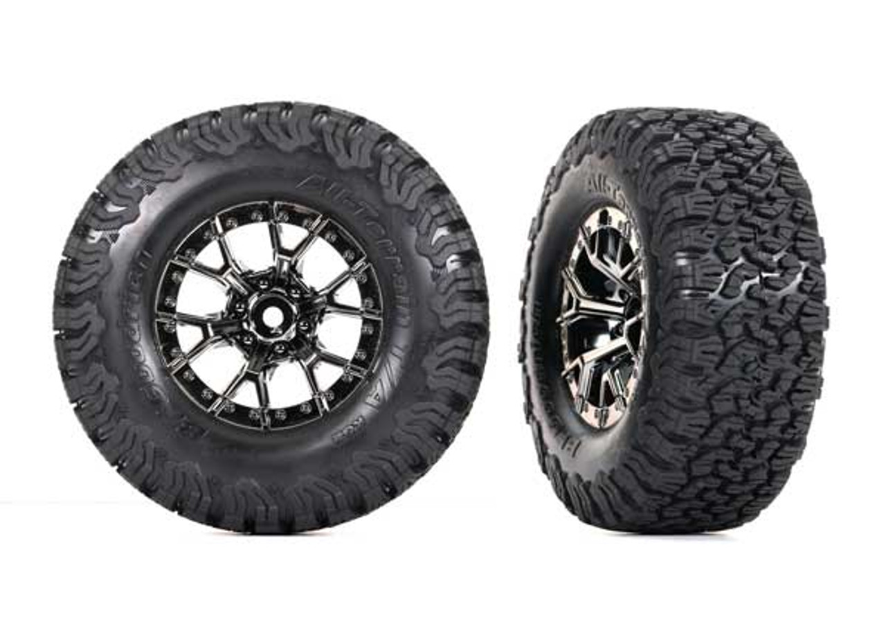 Traxxas 10187-BLKCR Tires & wheels, assembled, glued (Ford Raptor R) (4WD front/rear, 2WD rear)