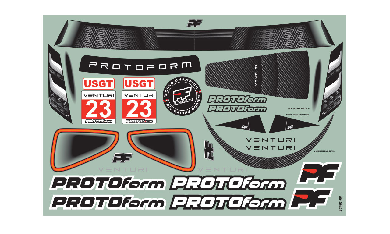 Protoform 1591-25 1/10 Venturi GT Clear Body: 190mm Touring Car