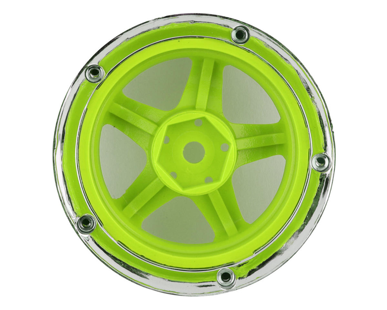 DS Racing Drift Element 5 Spoke Drift Wheel (Green Face/Chrome Lip/Chrome Rivet) (Adjustable Offset) w/12mm Hex