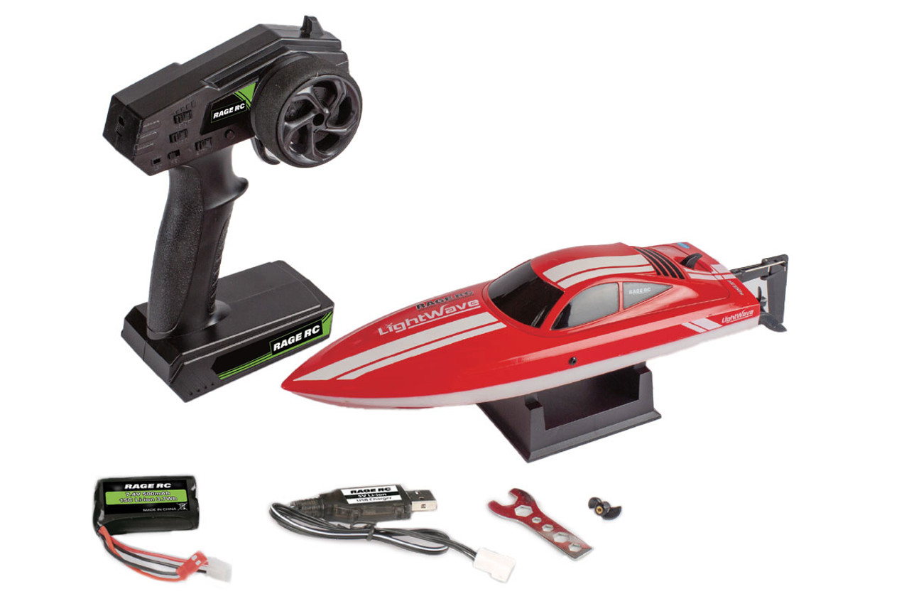 Rage RC LightWave Electric Micro RTR Boat; Red