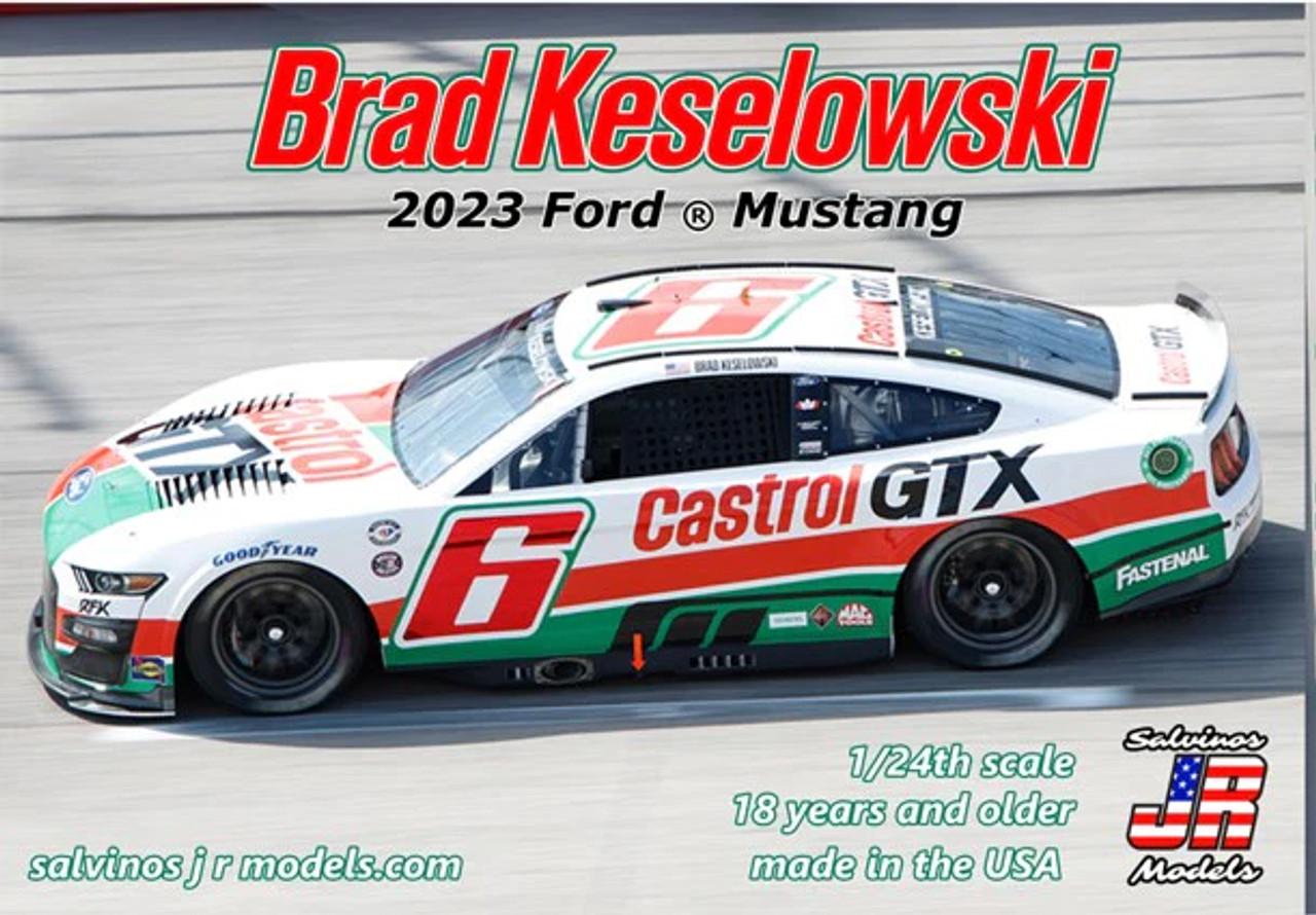 Salvinos JR RFF2023BKDA - Brad Keselowski 2023 Castrol GTX Throwback Ford Mustang 1/24 Scale Model Car Kit