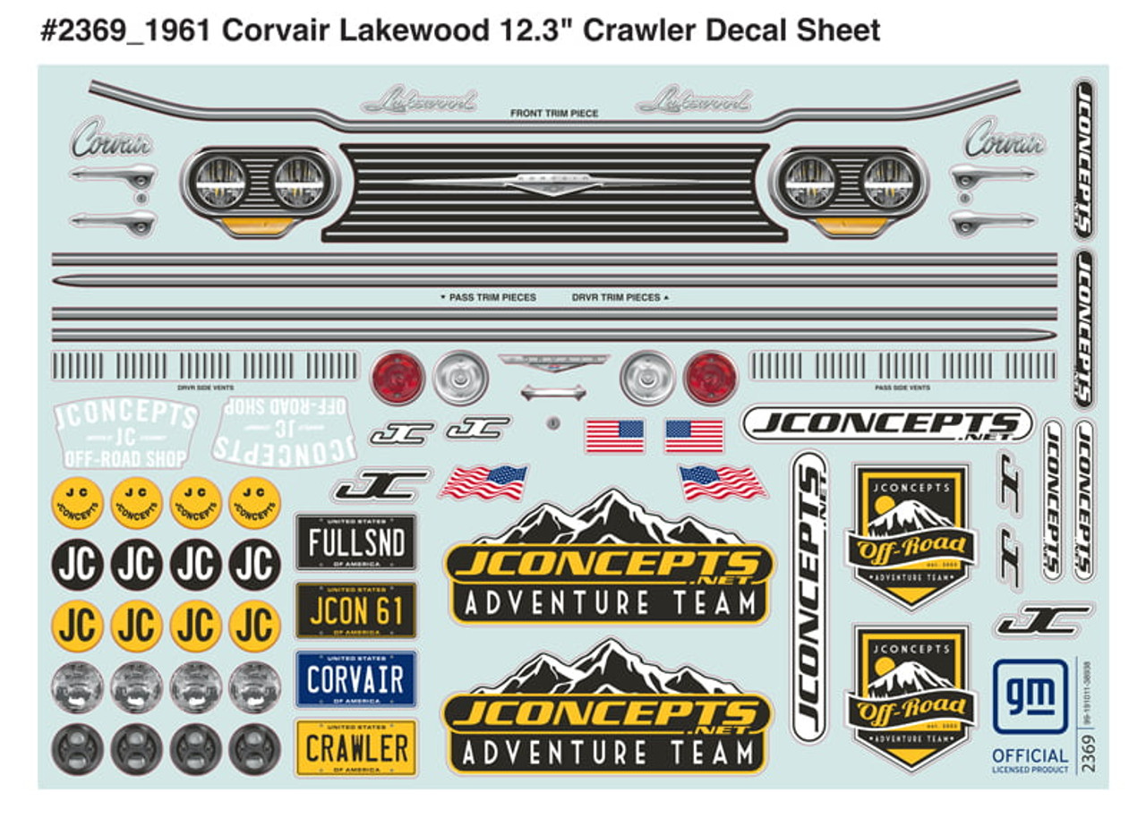 JConcepts 0480 1961 Corvair Lakewood Body (Pretrimmed , w/Decals) 12.3 WB