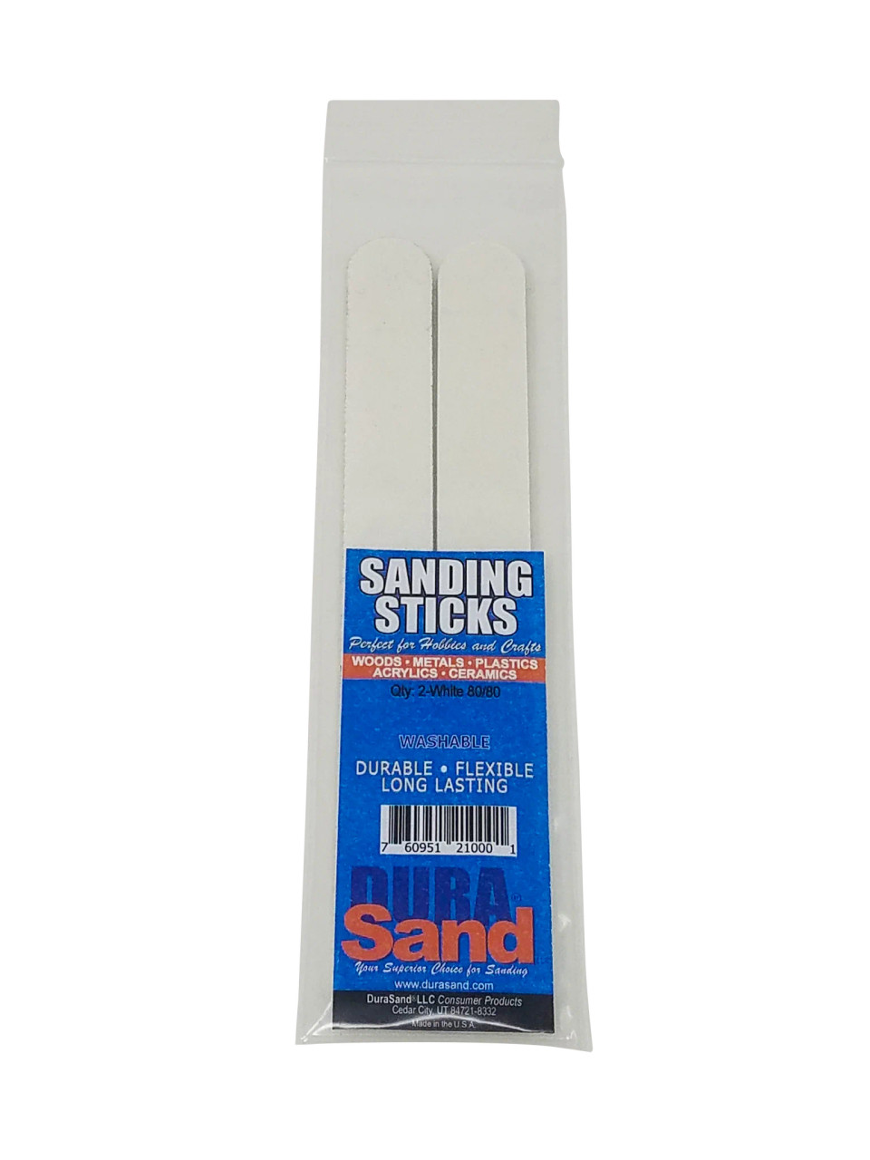 DuraSand Sanding Sticks 80/80 Grit, White (2)