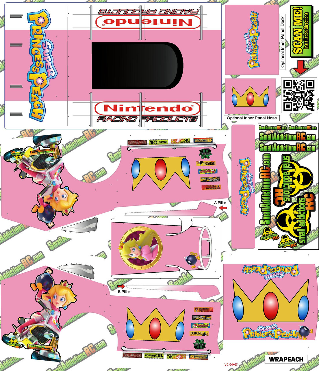 Wrap Addicts Mario Kart Princess Peach MudBoss Wrap - Small