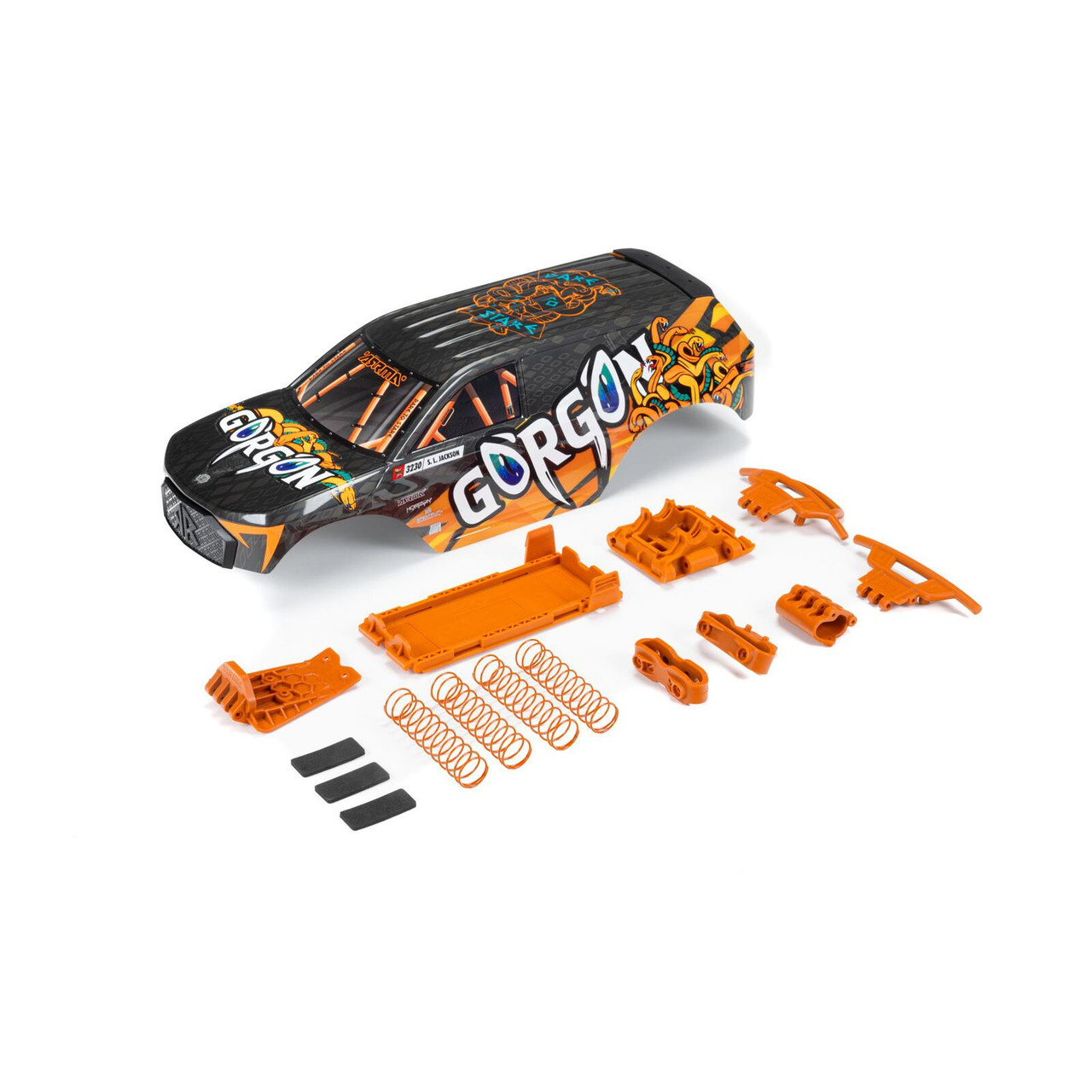 Arrma 402357 GORGON Painted Decaled Trimmed Body Set, Orange