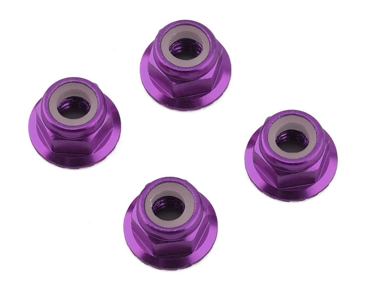 1UP Racing 4mm Serrated Aluminum Locknuts (Purple) (4)
