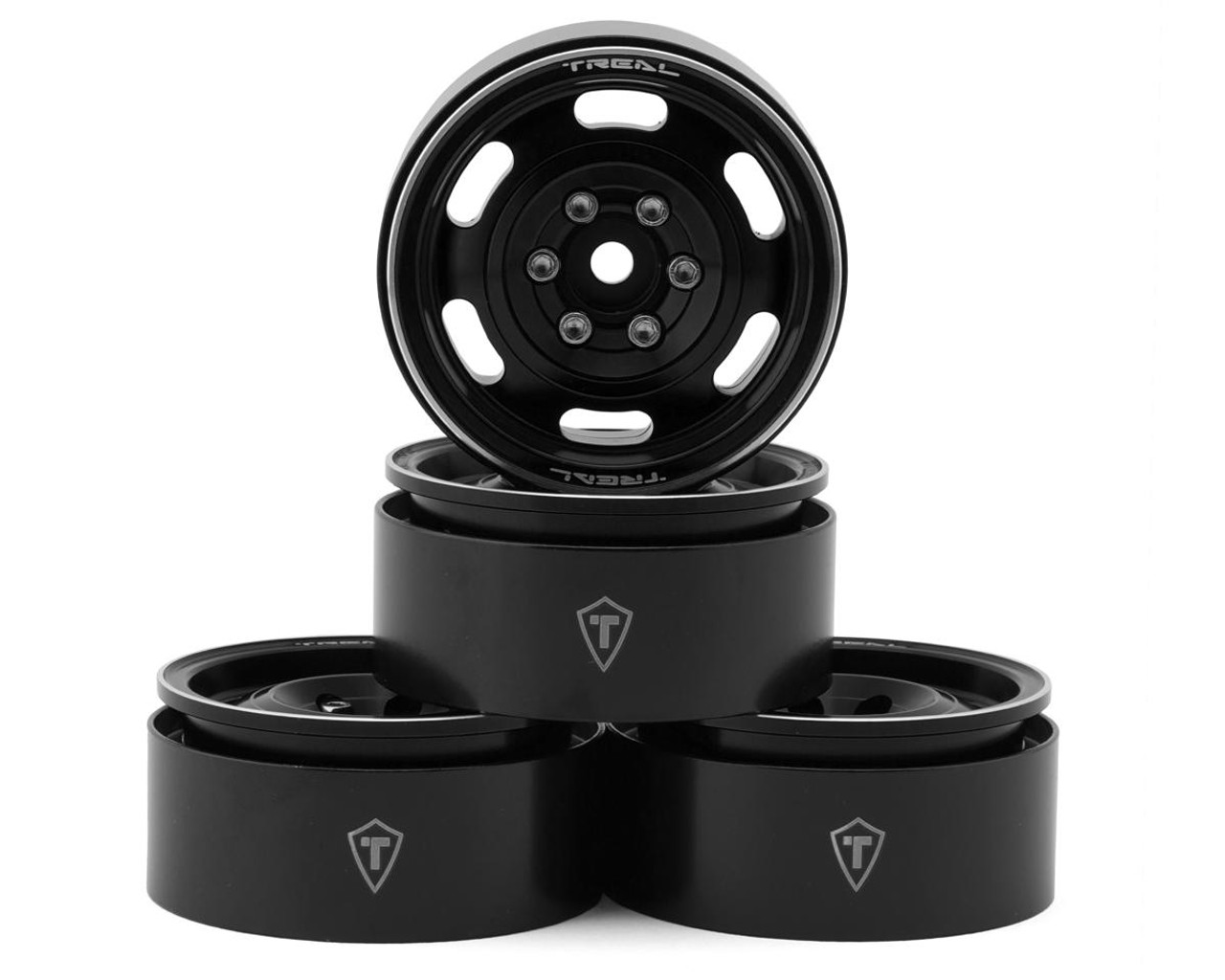 Treal Hobby Type G 1.9" Vintage Wagon Beadlock Wheels (Black) (4) (129.5g)