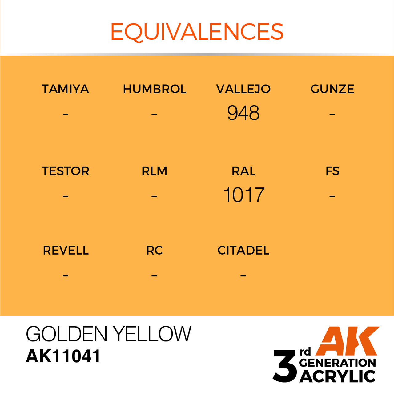 AK Interactive 3G Acrylic Golden Yellow 17ml