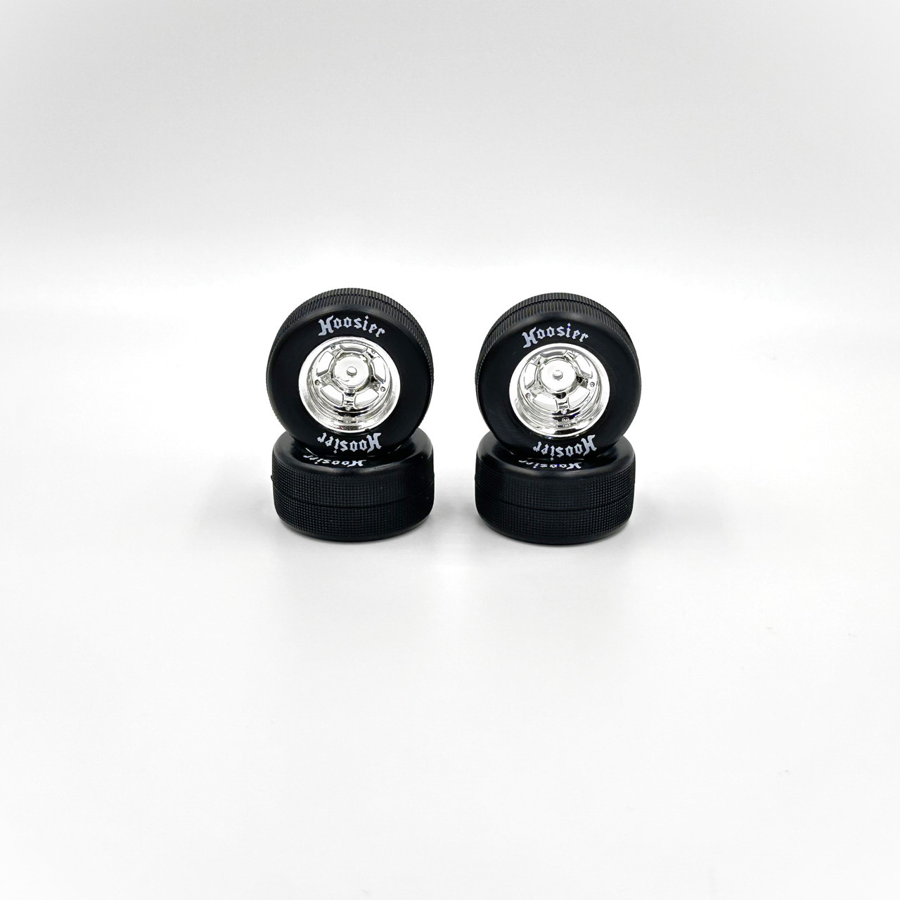 1RC Racing FR/RR Soft Tires & Chrome Wheels, 1/18 Asphalt LM (4)