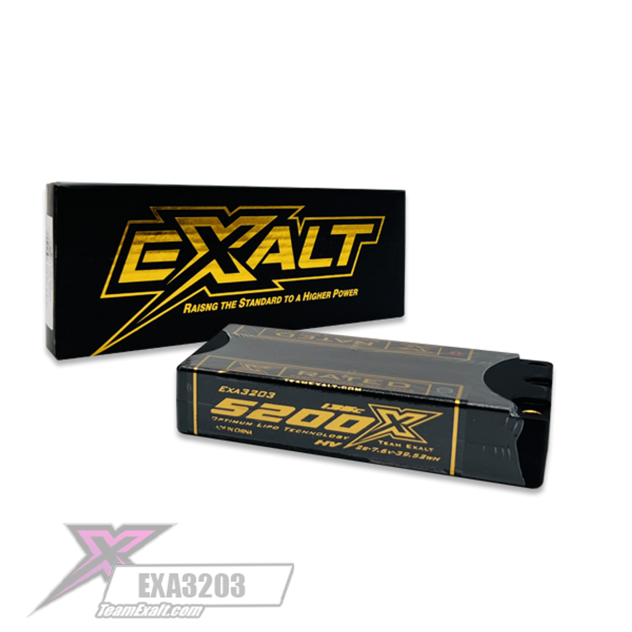 Exalt X-Rated 2S 135C LCG Hardcase Shorty Lipo Battery (7.6V/5200mAh) w/5mm Bullets (EXA3203)