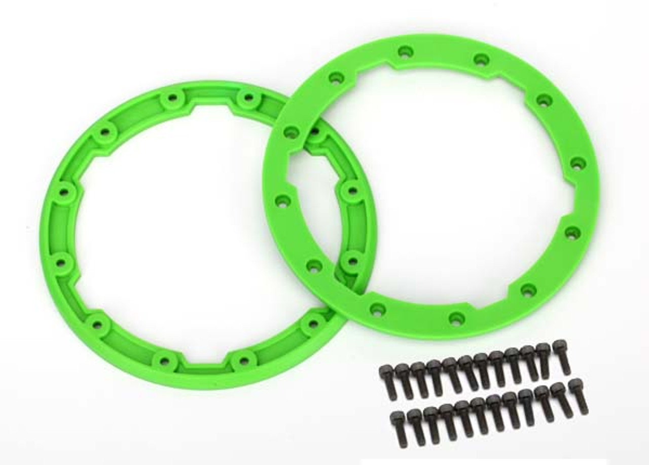 Traxxas 5664 Sidewall protector, beadlock-style (green) (2)/ 2.5x8mm CS (24)