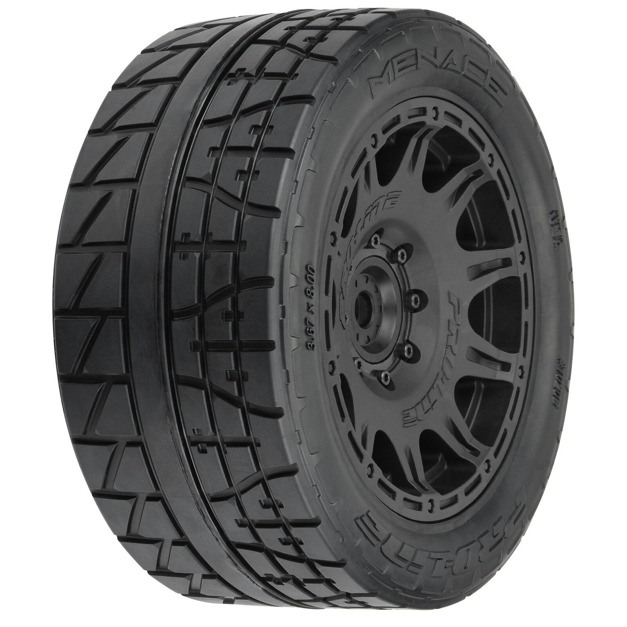 Proline 1/6 Menace HP BELTED F/R 5.7” Tires MTD 24mm Black Raid 8x48 Hex (2)